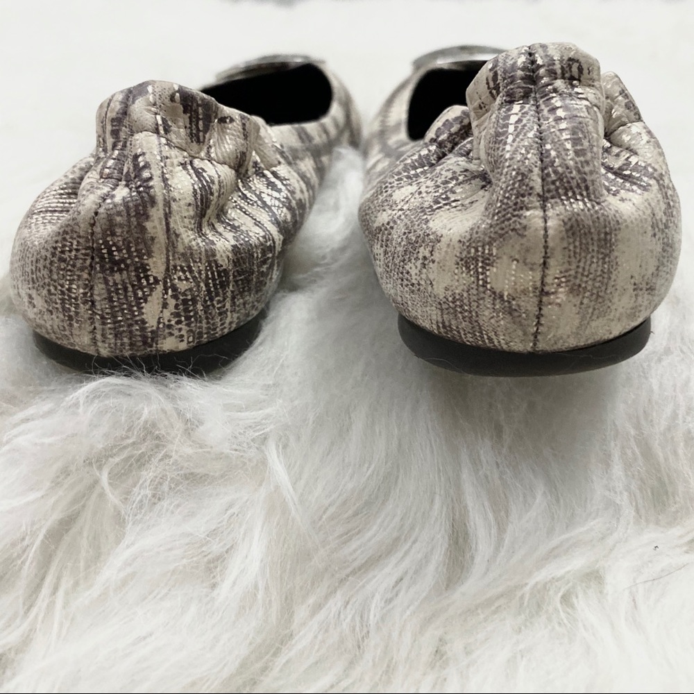 Tory Burch Lizard Embossed Leather Reva Flats - Picture 7 of 7